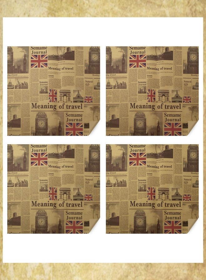 Geluode Vintage London Wrapping Paper, 4 Sheets British London Big Ben Design Kraft Wrapping Paper 20x28 inches, Kraft Traveller Gift Wrap Folded Flat for Birthday or National Day - Image 3